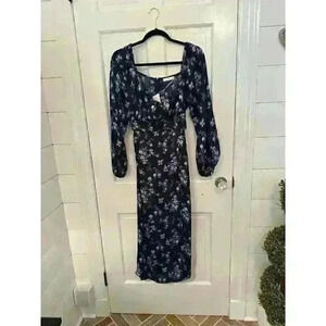 Lush Navy Floral Long Sleeve Maxi Dress size M NWT